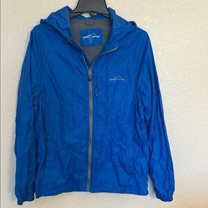 Blue Hooded Windbreaker Jacket